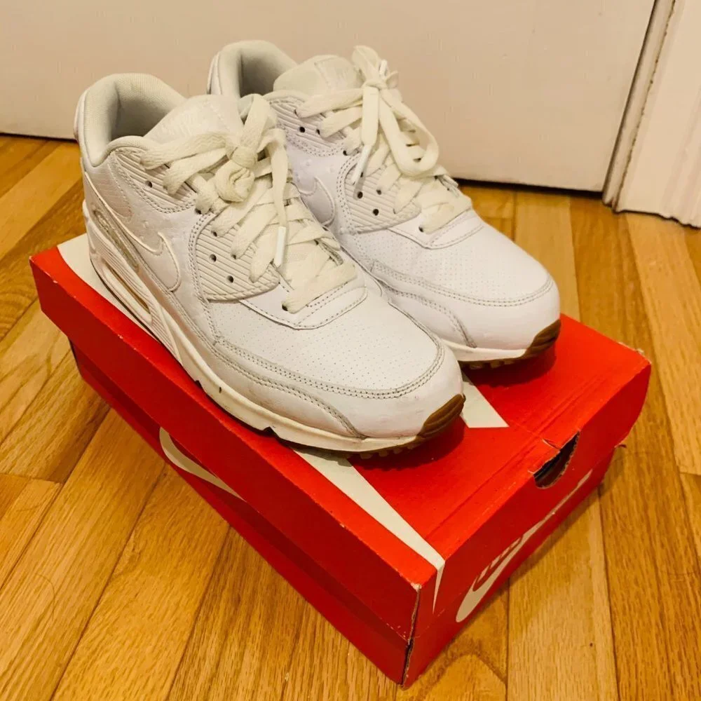 Nike Air Max 90 Leather PA Ostrich Sneakers White/Gum Men's Size 8 705012-111